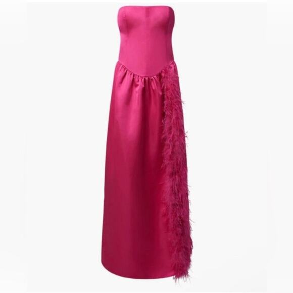 NWT WeWoreWhat Corset Feathered Gown – Size 2 – Magenta - Picture 1 of 6